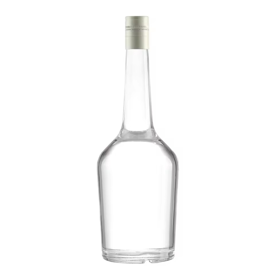 Premium Customized Elegant Swan Neck Transparent Empty 500ml 750ml Glass Liquor Bottle for Gin Whisky Brandy
