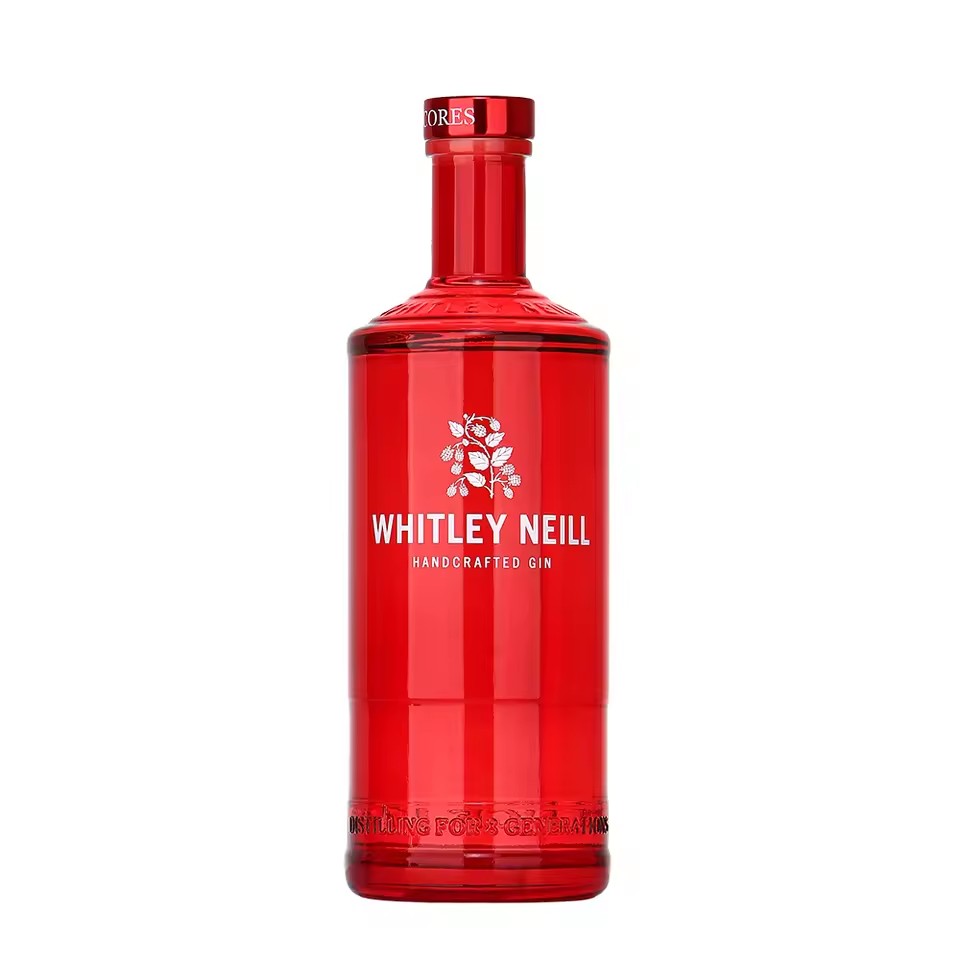 Custom Clear Red Printing Logo Empty 500ml 700ml 750ml 1L Spirit Liquor Gin Wine Rum Vodka Whiskey Glass Bottle With Lids