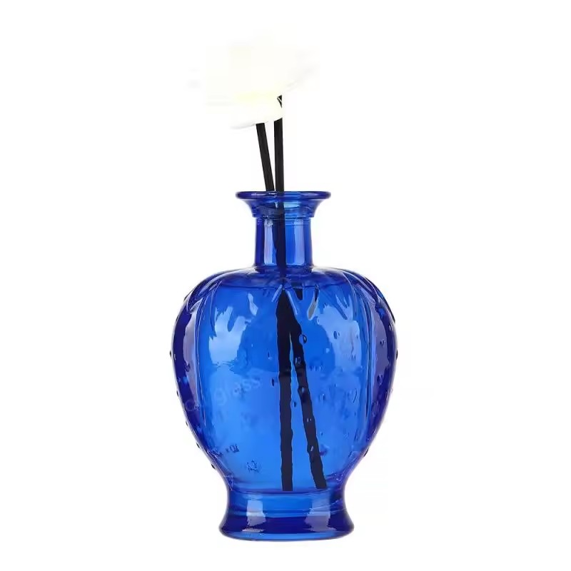 Factory Custom Printing Blue 100ml 200ml 300ml Home Fragrance Bottle Glass Aroma Reed Diffuser Bottle