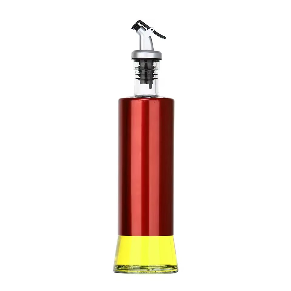 Premium Olive Oil Dispenser Kitchen 500ml Leak-proof Easy-operation Clear Glass Cooking Oil Bottle with Cap