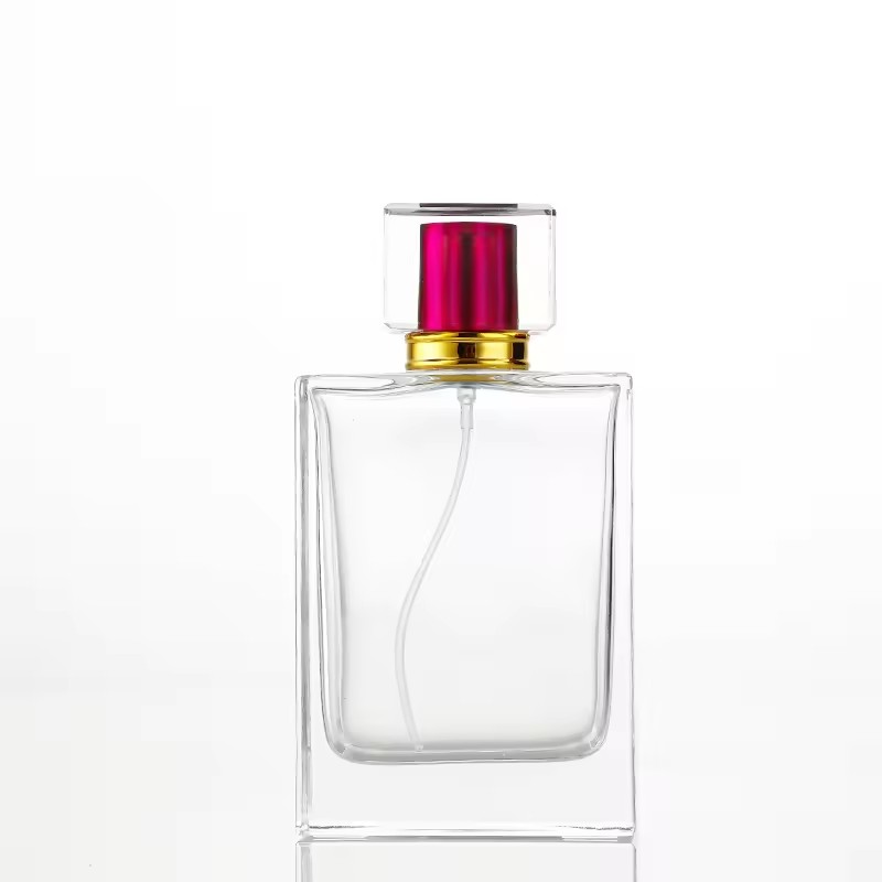 Elegant 30ml Clear Glass Perfume Bottle with Matte Finish Square Design and Special Caps Customizable Refillable Sprays