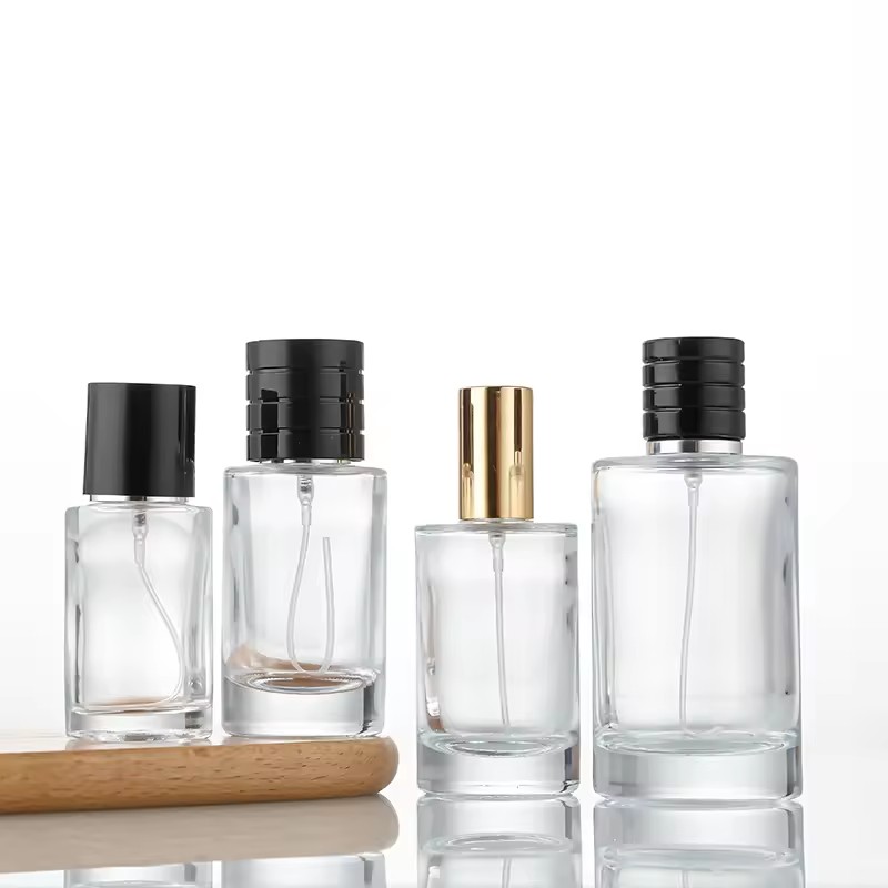 Hot Sale Same As Big Brands 30ml 50ml 100ml Empty Clear Crystal Glass Perfume Bottle with Pump Sprayer and Black Cap for Men