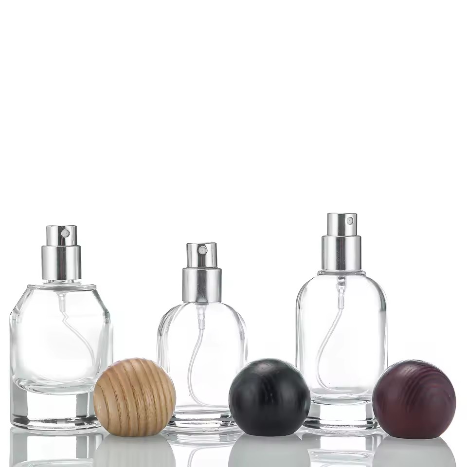 0.5cm Screen Printed Round 30ml Round Shape Plastic or Wooden Cap Diffuser Packaging Perfume Jars Pump Sprayer