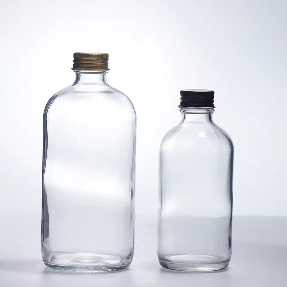 Glass Beverage Cylindrical Bottle 250ml 500ml Sizes Steel Wire & Screw Cap for Tequila Fruit Juice Other Beverages Premium Seal