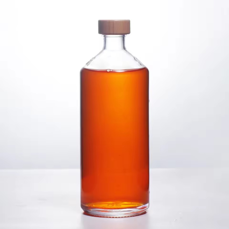 Eco-Friendly 750ml Glass Wine Bottle Cork Stopper for Home Bar Parties Plastic Screw Cap Clear Transparent Liquor Wine Bottle