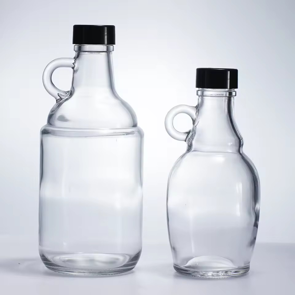 500ml to 5000ml Flat Glass Jar with Rubber Stopper for Beverage Bottle Fruit Juice Storage and Tequila Storage