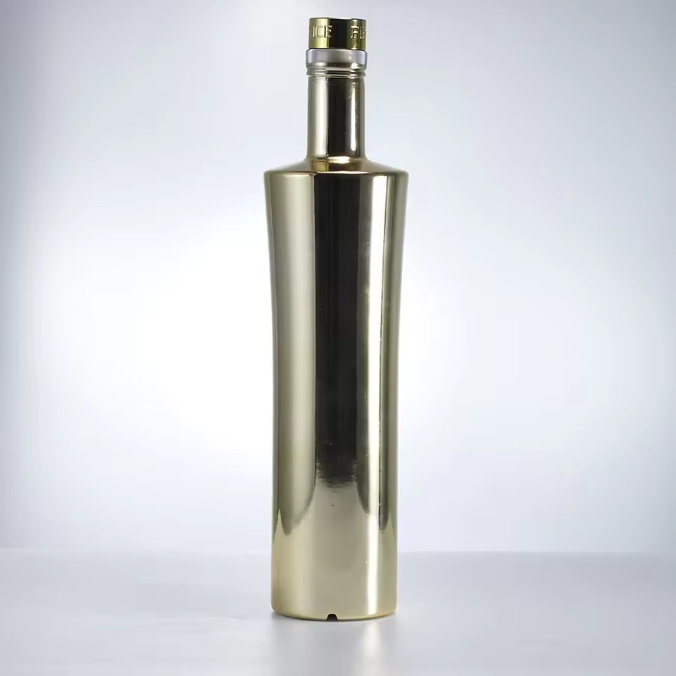 Premium 500ml 750ml 1000ml Liquor Glass Bottles with Electroplated Cork Sealed for Whiskey Vodka Tequila Brandy