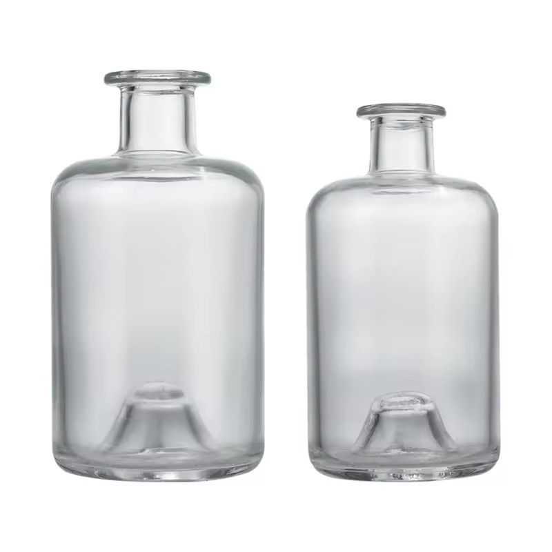 Round Empty 375ml 500ml Glass Spirits Bottle Liquor Bottles for Vodka Rum Gin Tequila