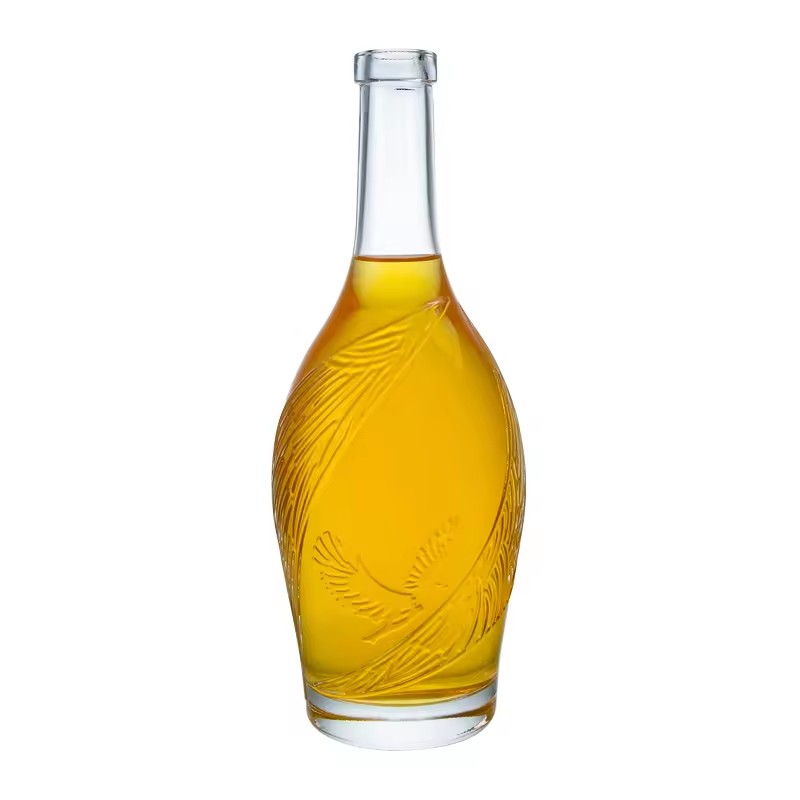 Custom 750ml Empty Transparent Glass Bottle Vodka Tequila Whisky Glass Bottle with Embossed Logo