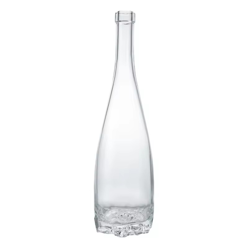Customized Liqueur Bottle 700ml Clear Glass Liquor Bottle with Cork Stopper