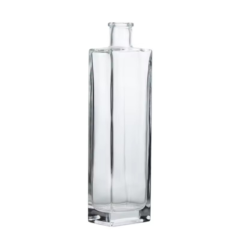 Liquor Square 500ml Unique Brandy Glass Bottle Super Flint Glass Bottle for Spirits Vodka