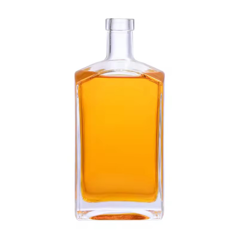750ml Square Empty Glass Liquor Bottle Premium Spirits Packaging for Vodka Rum Tequila