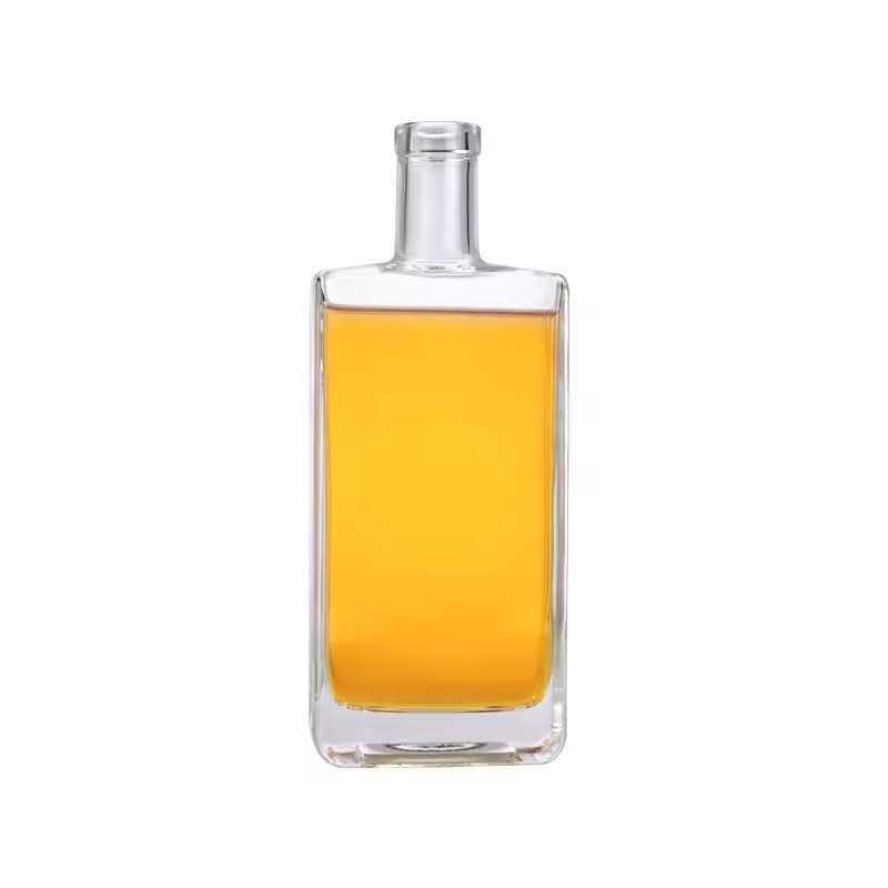 Premium 750ml Square Crystal Flint Glass Liquor Bottle for Vodka Gin Whiskey Custom Spirits Packaging