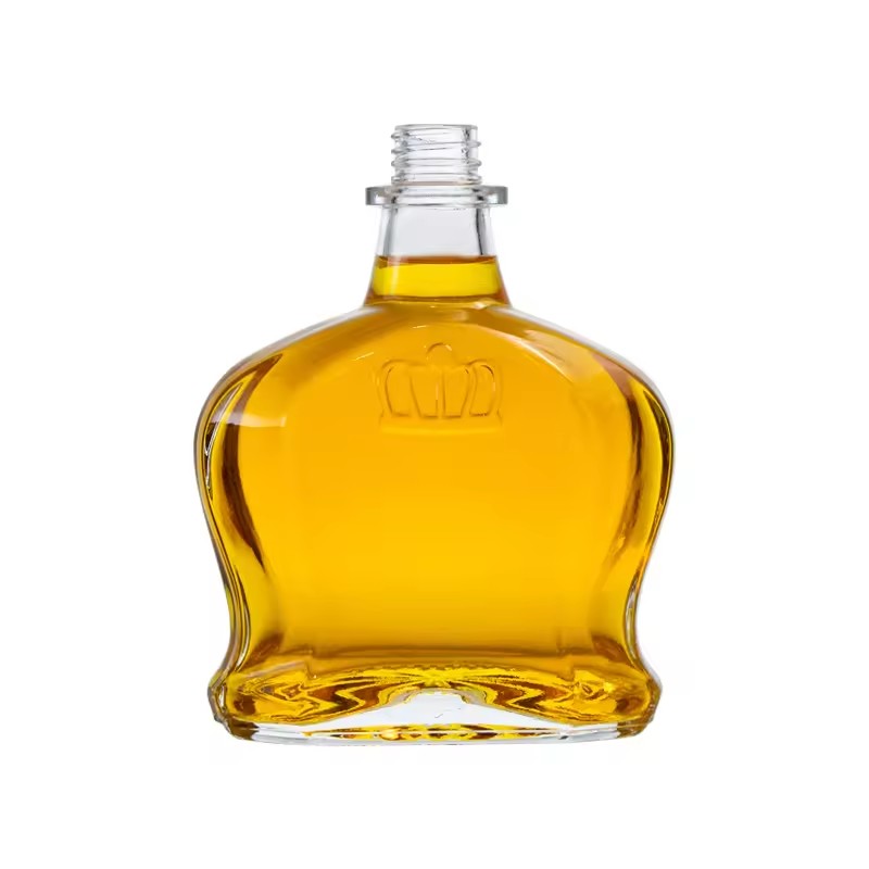 Bespoke 700ml Empty Luxury Crown Shape Glass Bottles for Whisky Vodka Gin Rum Brandy