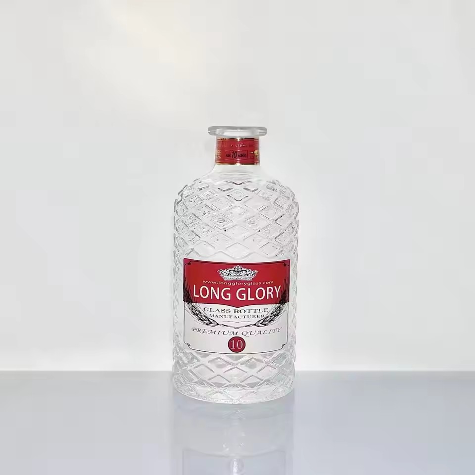 Stock Spirits Glass Bottle for Spirits Whisky Brandy Tequila Liquor Bottle with Cork Label 750ml 700ml 500ml