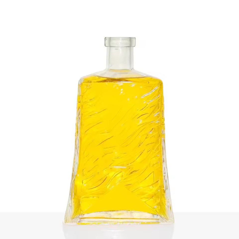 Square Round 750ml Glass Bottles Wholesale for Spirit Whisky Vodka Cork for Water Brandy Screen Printing Frost Paint