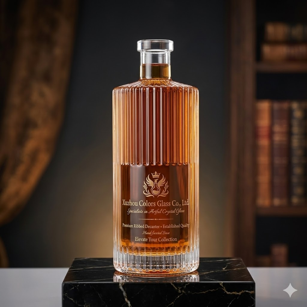 Elegant 750ml Ribbed Super Flint Glass Bottles - Wholesale Stripe Design