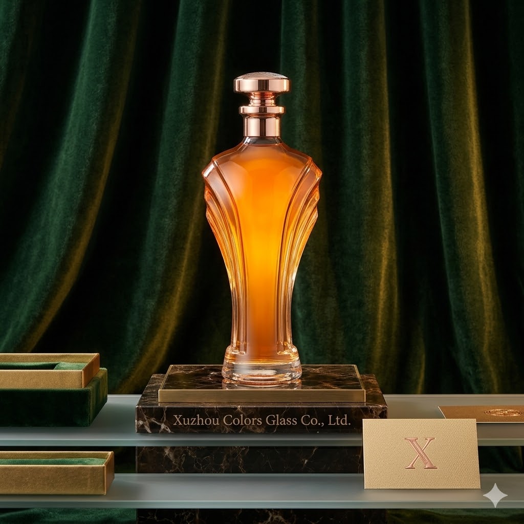 Unique Shape Glass Liquor Bottle with Tamper Evident Cap