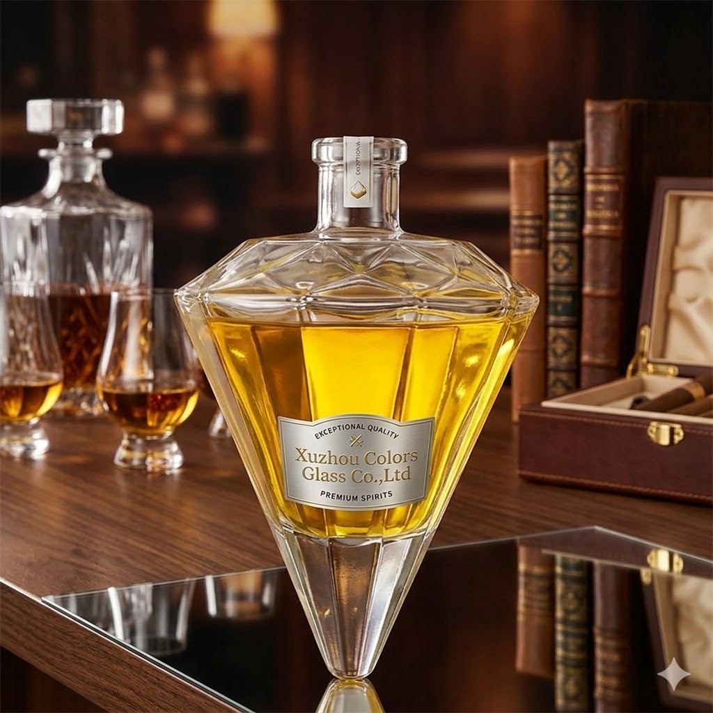 Custom 700ml Super Flint Glass Liquor Bottle with Cork