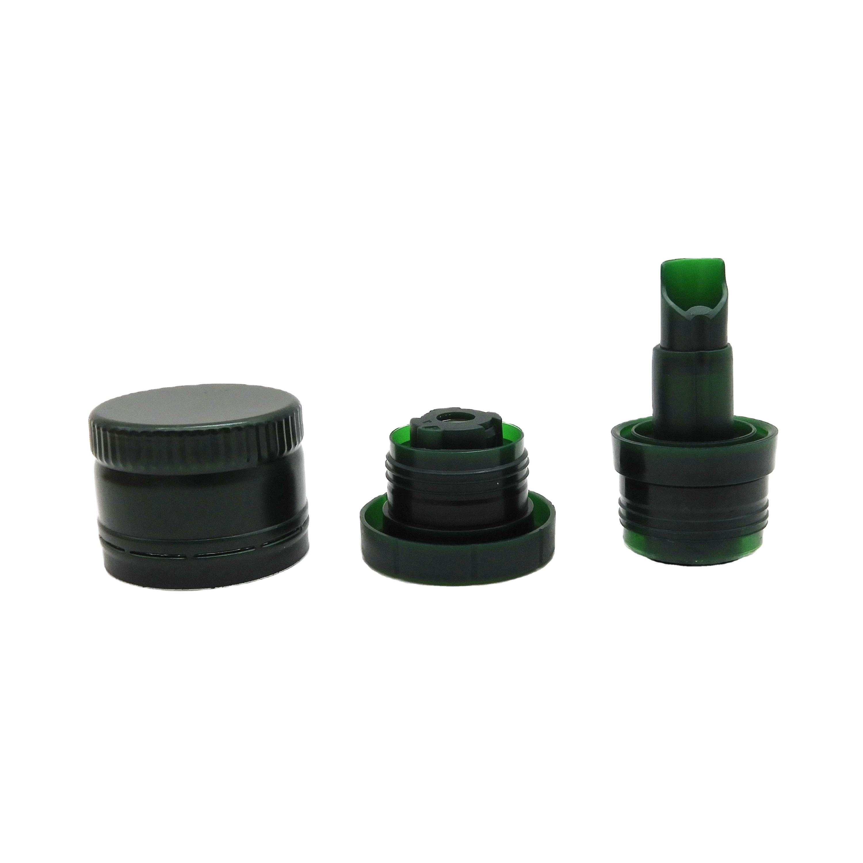31.5x24mm Aluminium Plastic Olive Oil Bottle Cap with Plastic Pourer Insert Non-refillable Glass Bottle Closure