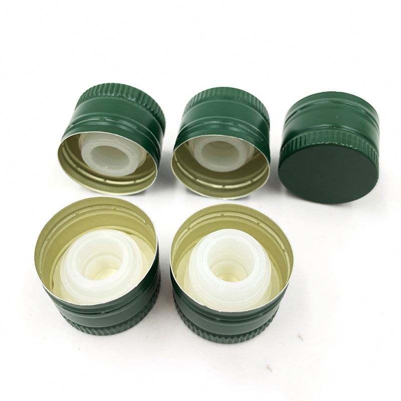 Green and Black Aluminum Screw Caps for Glass Olive Oil Bottle 31.5x24mm