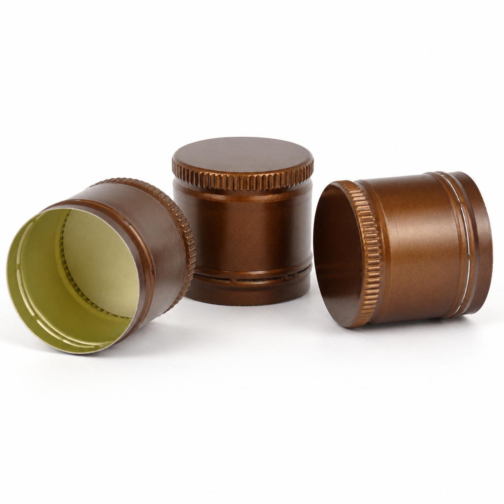 Bronze Satin Coating Aluminum Bottle Cap with Precision Knurling