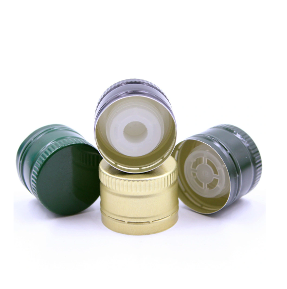 Low MOQ Black 31.5x24mm Aluminum ROPP Screw Cap with Food-Grade Plastic Pourer Insert for Olive Oil Glass Bottles