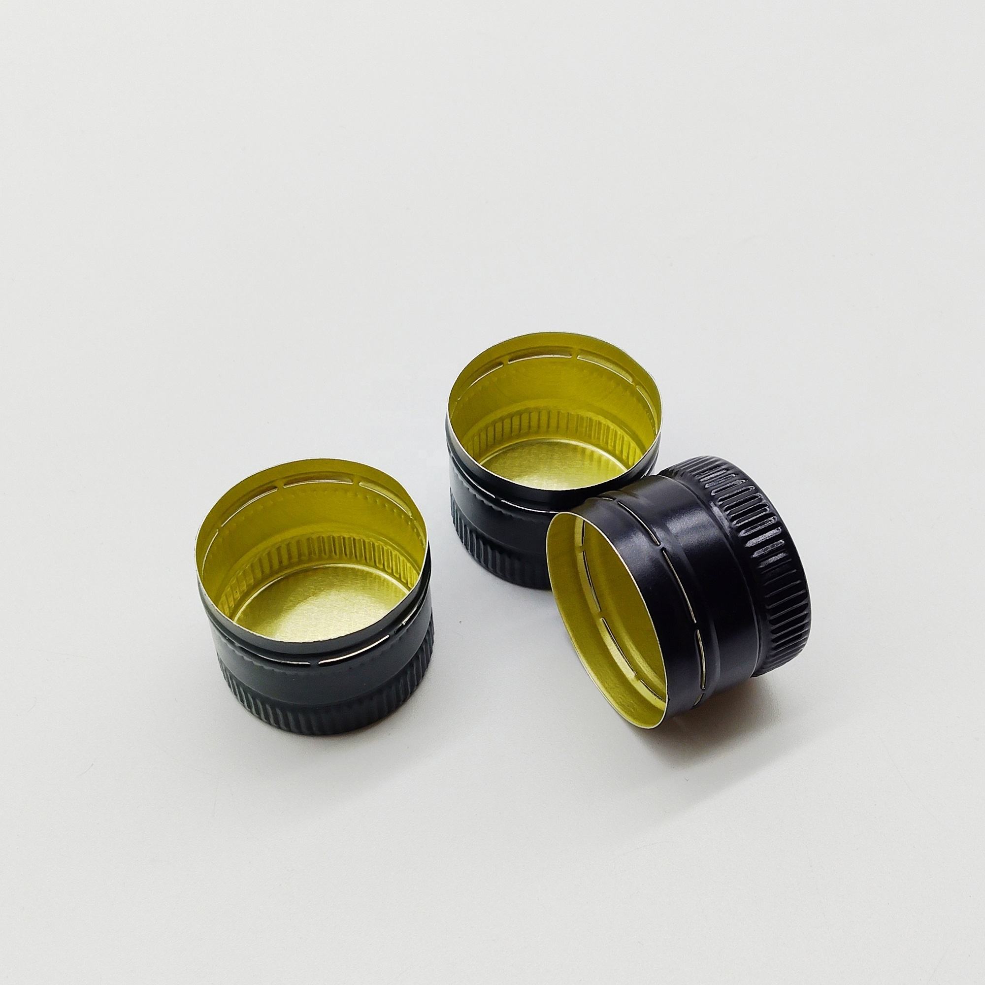 Wholesale Aluminum Tamper Evident Ribbed Metal Screw Lid for Olive Oil and Glass Bottles