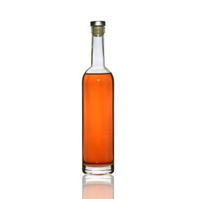 Empty Clear Round 500ml Glass Wine Bottle with Cork Cap 