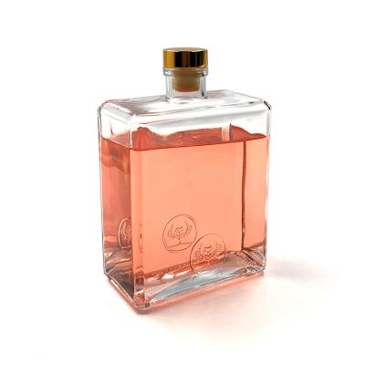 Luxury flask square 1000ml glass liquor vodlka bottle 