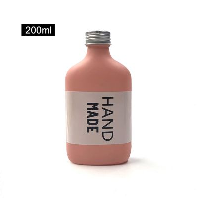  Custom pink 200ml flask glass bottle for liquor 