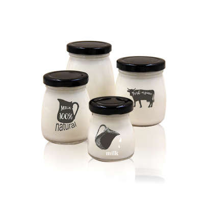 Cute 100ml yogurt milk glass bottle with twist off