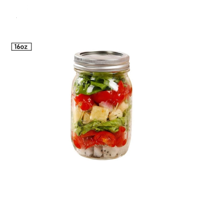 Regular Mouth 16oz Ball Mason Jar Glass Dessert Jar with Lid