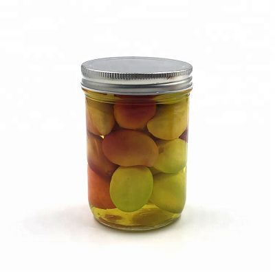 Round 450ml glass storage jar bottles with metal lid 