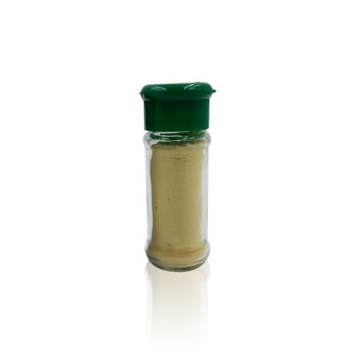 Supermarket use custom 60ml spice bottle glass with plastic green cap 