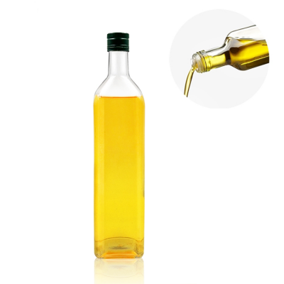 750ml square olive oil glass bottle with alu cap or oil dispensing pour spouts