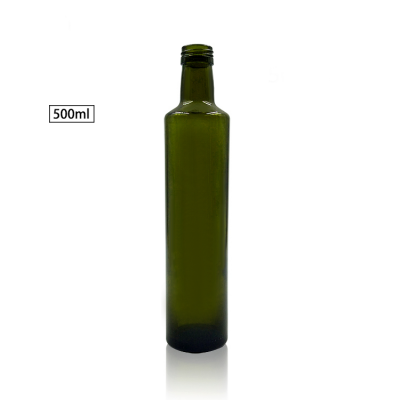 empty 500ml dark green olive oil glass bottle with plastic plug 