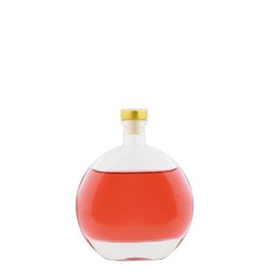 Free Sample Mixed Size 250 500 ml Flat Round Glass Wine Bottle 