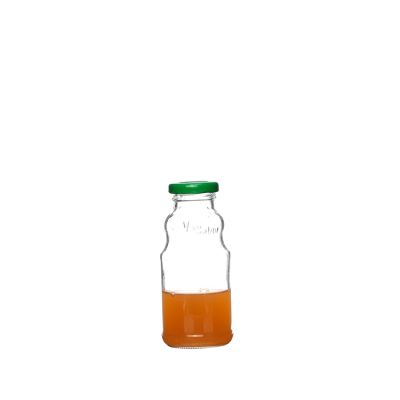 Embossed Glass Beverage Container 250ml Juice Bottle for Sale 