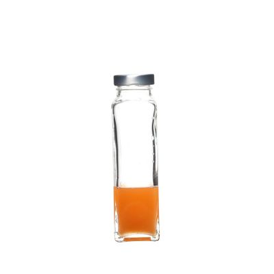 Square Shape Beverage Glass Juice Bottle 350ml With Tin Cap 