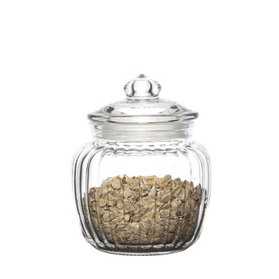 Wholesale 500ml big square glass storage jar with glass lid 