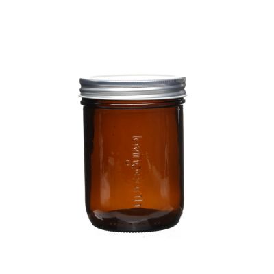 16oz Wide Mouth Brown Glass Mason Jar 