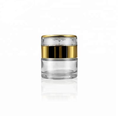 Airless round 30ml 1 oz glass cream jar with acrylic lid 