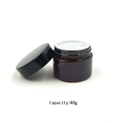 Recycled 40ml uv gel glass cosmetic jar with black screw lid 