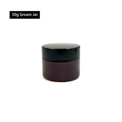 Wholesales 50ml amber glass jar with screw plastic lid 