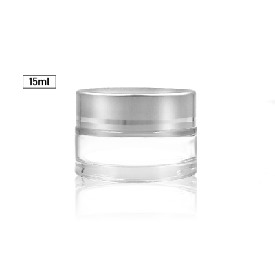 15g Clear Glass Refillable Cosmetic Jars Empty Face Cream Lip Balm Storage Container With Silver Lids 