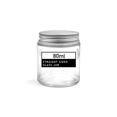 Large makeup jar 80ml clear glass hair cream jar with silver lid 