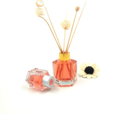 Beautiful design 50ml hexagon aroma reed diffuser glass bottle 