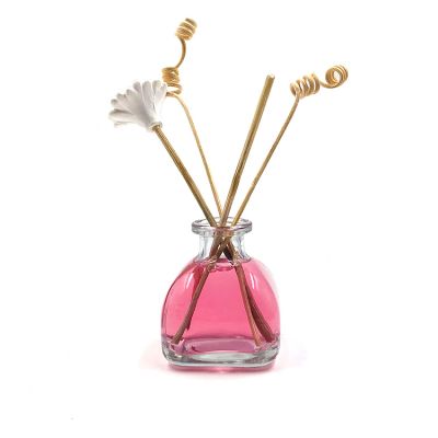 Tent shape Empty crimp neck clear square reed diffuser bottle 50ml 