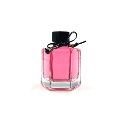 Luxury hexagonal 120ml reed diffuser oil empty bottle with black cap